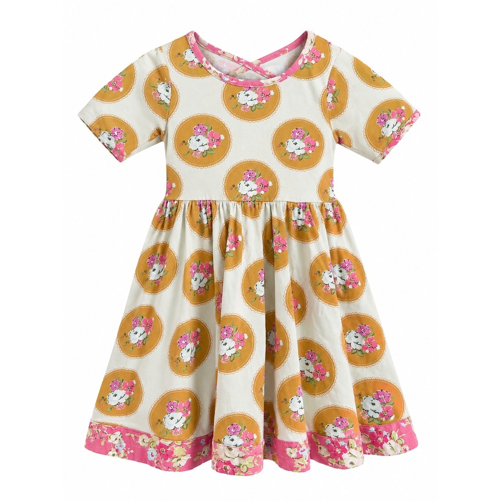 Sweet Honey Floral Medallion Twirl Dress Coquette Girly School Summer Preppy